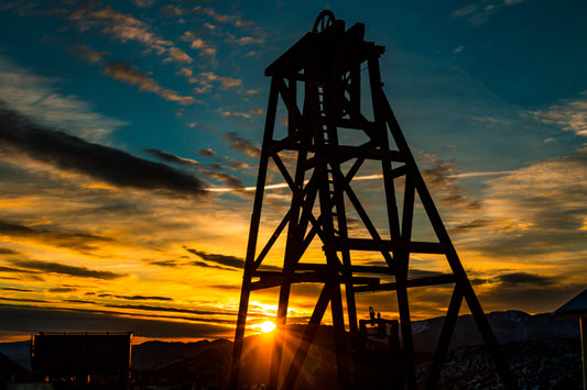 Virginia City Headframe Sunrise Peek.